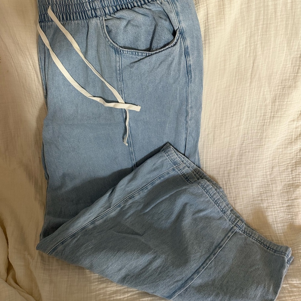 Universal Thread Light Blue Denim Pants - drawstring extra wide leg